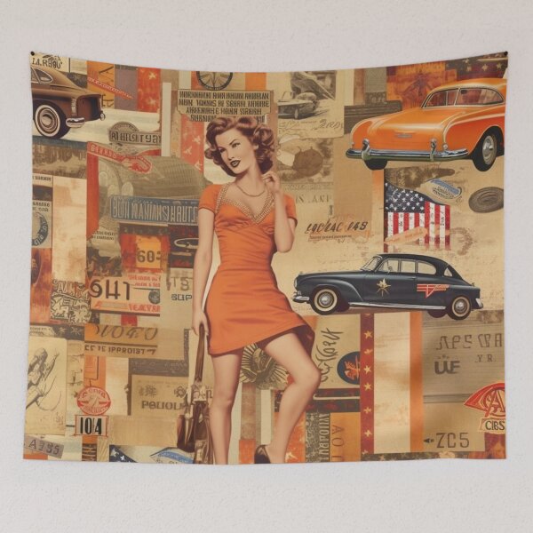 Item preview, America Beauty Retro Vintage Patchwork Collage Pattern of Americana designed and sold by BrandonArtWorld.