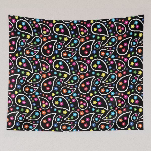 Item preview, Fun Retro Rainbow Multicolor Paisley Flower Pattern Print designed and sold by ClaudiaFlores.
