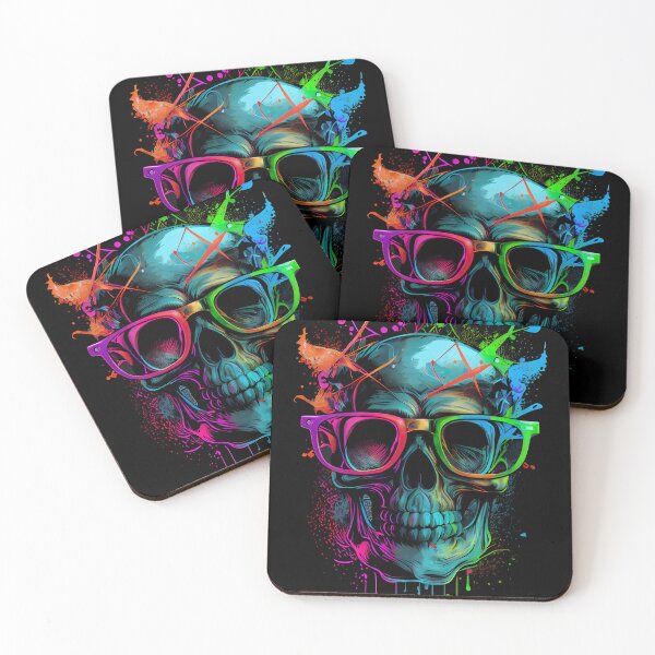 Item preview, Colorful Skull With Glasses Cool Skeleton Graphic designed and sold by SpookshowDesign.