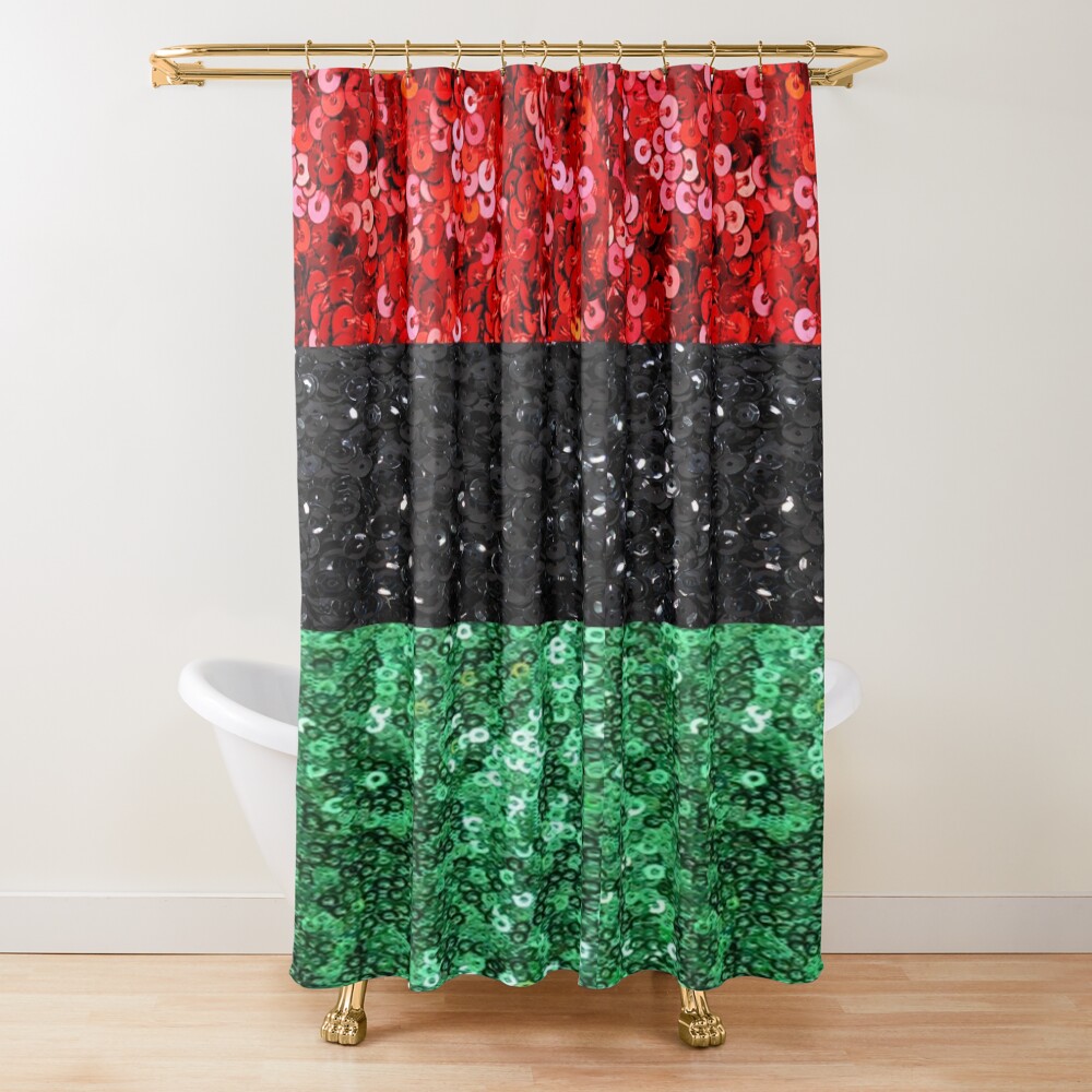 Pan African Flag Sequin Look Glitter Black History Red Green Black