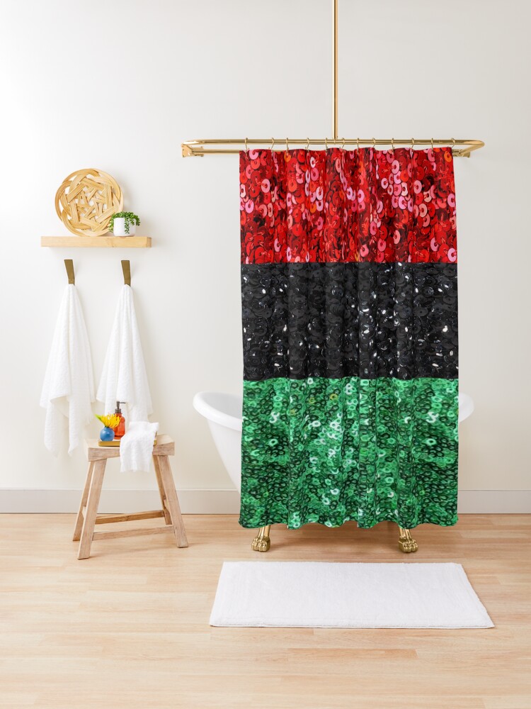 Pan African Flag Sequin Look Glitter Black History Red Green Black