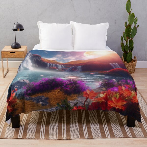 Aperçu de l'œuvre Alien Planet Water Fall avec des fleurs créée et vendue par Serena789.