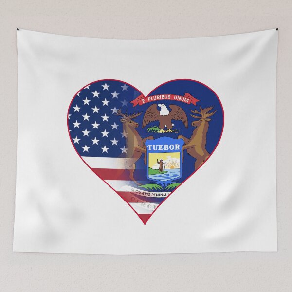 Item preview, State of Michigan Flag and American Flag Fusion Design designed and sold by Gsallicat.