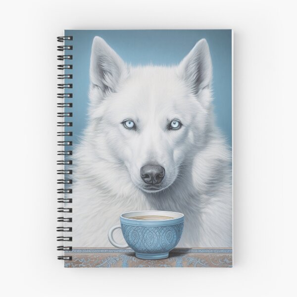 Item preview, A White Husky Drinking Coffee designed and sold by WinterWifeArt.
