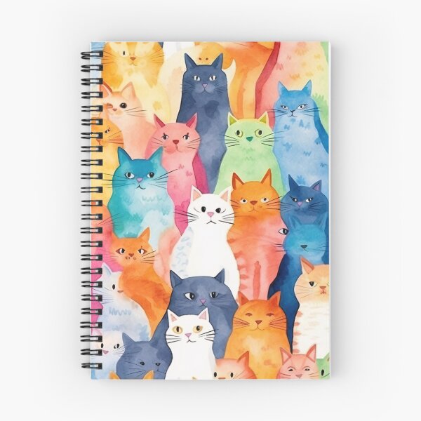 Aperçu de l'œuvre Cat Kingdom: A Colorful Seamless Pattern of Abstract Cats in a Watercolor Style créée et vendue par SeamlessGuru.