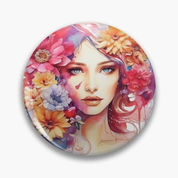 Artikelvorschau, Schöne Aquarellfrau in Blumen entworfen und verkauft von SaikoDesigns.