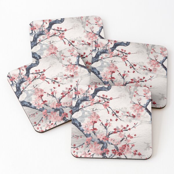 Item preview, Seamless pattern of Sakura in minimalist drawing Japanese technique designed and sold by SeamlessGuru.