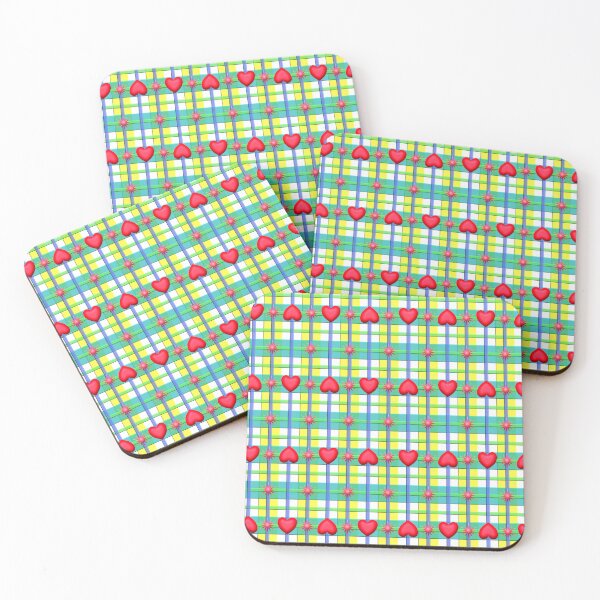 Item preview, Colorful checked pattern with hearts designed and sold by Dusanka Djeric.