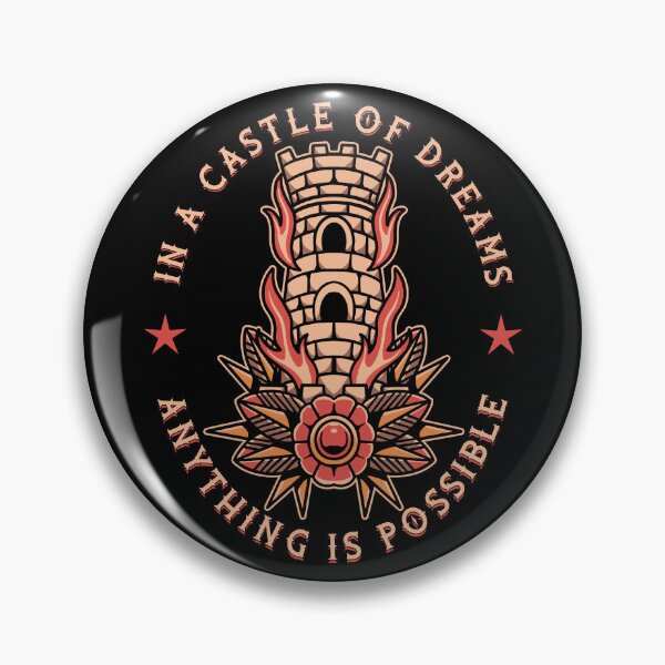 Item preview, In a Castle of Dreams, Old School, Neo Traditional Style Castle and Rose Tattoo designed and sold by Proverbial Wisdom Design.