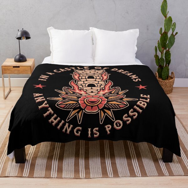 Item preview, In a Castle of Dreams, Old School, Neo Traditional Style Castle and Rose Tattoo designed and sold by Proverbial Wisdom Design.