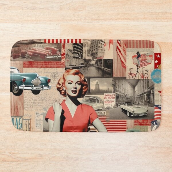 Item preview, America Beauty Retro Vintage Patchwork Collage Pattern of Americana designed and sold by BrandonArtWorld.
