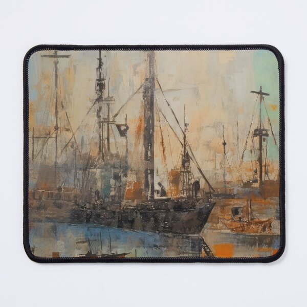 Item preview, Vintage Industrial Seaport - Nostalgic Maritime Hub designed and sold by Michael Bollin.