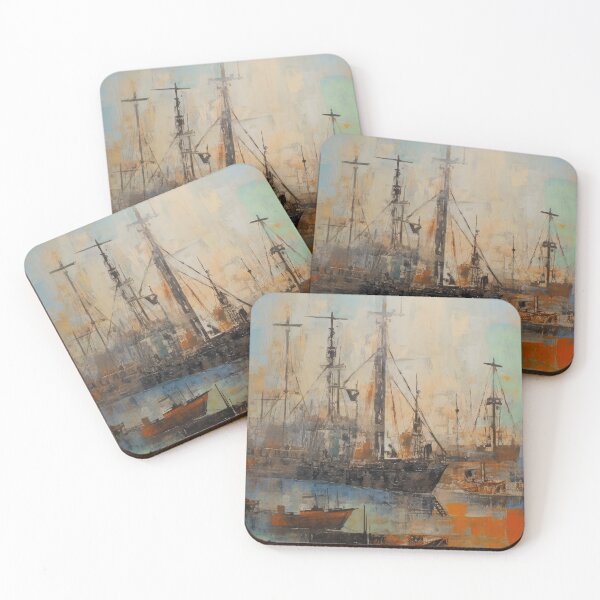 Item preview, Vintage Industrial Seaport - Nostalgic Maritime Hub designed and sold by Michael Bollin.