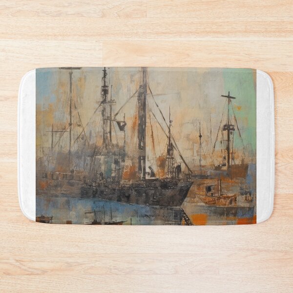 Item preview, Vintage Industrial Seaport - Nostalgic Maritime Hub designed and sold by Michael Bollin.