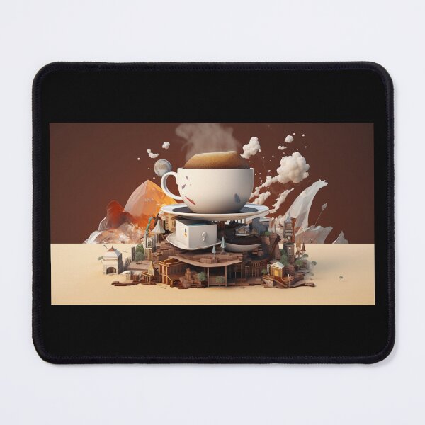Item preview, Immersed in Surreality: The Enigmatic Journey of a Coffee Cup designed and sold by pixelpresso.