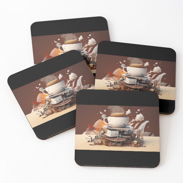 Item preview, Immersed in Surreality: The Enigmatic Journey of a Coffee Cup designed and sold by pixelpresso.