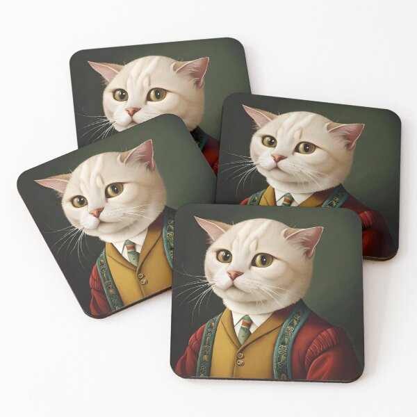 Item preview, A classic portrait of a white cat dressed in old fashioned clothes designed and sold by GerbenG.
