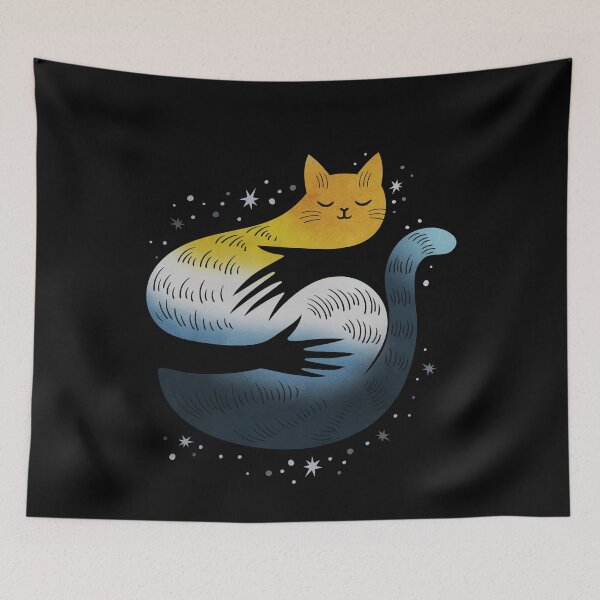 Item preview, Aroace Cat Hug LGBT Asexual Aromantic Pride Flag designed and sold by Clara Hollins.