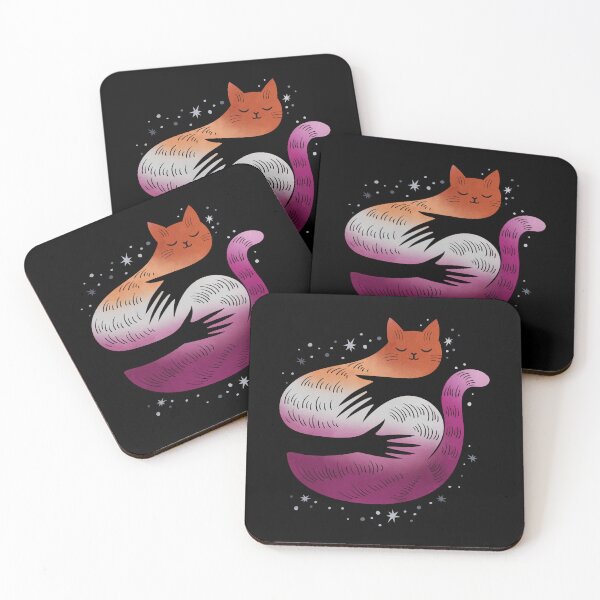 Item preview, Lesbian Cat Hug LGBT Gay Pride Flag designed and sold by Clara Hollins.