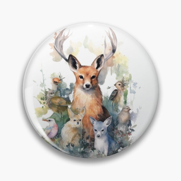 Artikelvorschau, Aquarell Wildtiere Waldtiere im Wald entworfen und verkauft von SaikoDesigns.