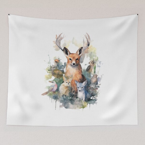 Item preview, Watercolor Wildlife Forest Animals in the woods designed and sold by SaikoDesigns.