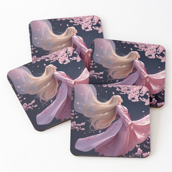 Item preview, Blonde Woman in Pink Kimono with Cherry Blossoms designed and sold by Derek Gillette.