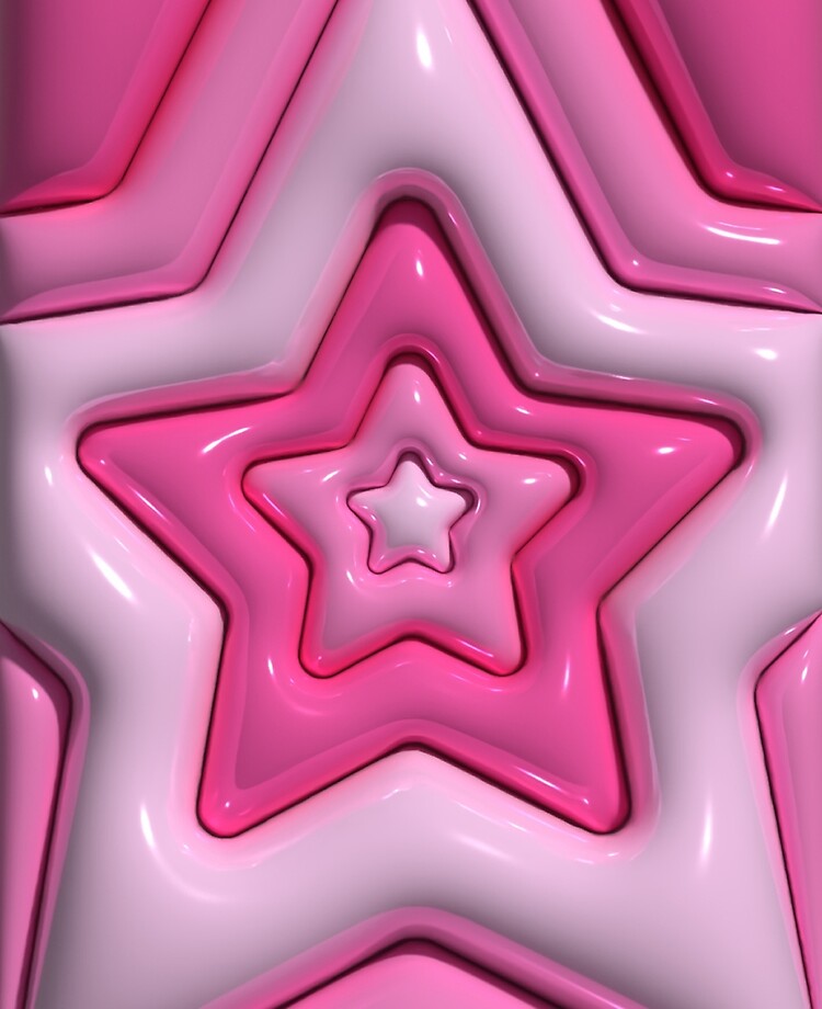 Pink Star 3D Bubble Pattern Y2K Aesthetic iPad Case & Skin for