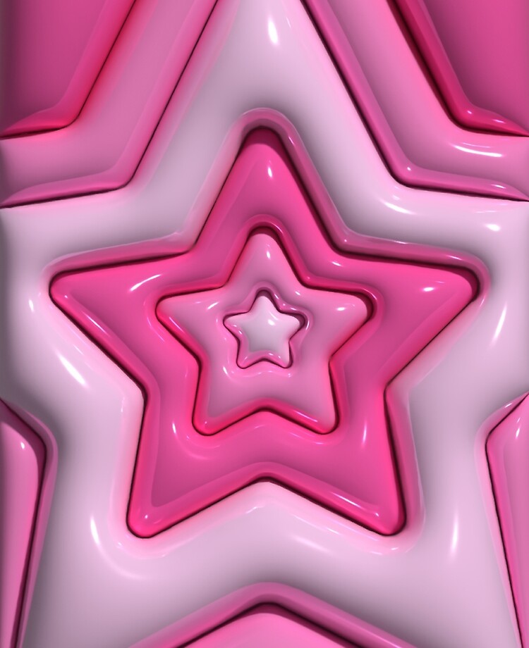 Pink Star 3D Bubble Pattern Y2K Aesthetic | Poster