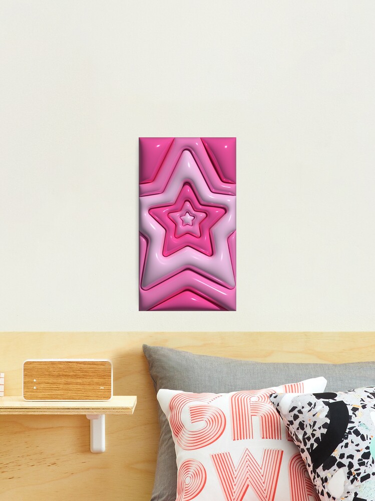 Pink Star 3D Bubble Pattern Y2K Aesthetic | Poster