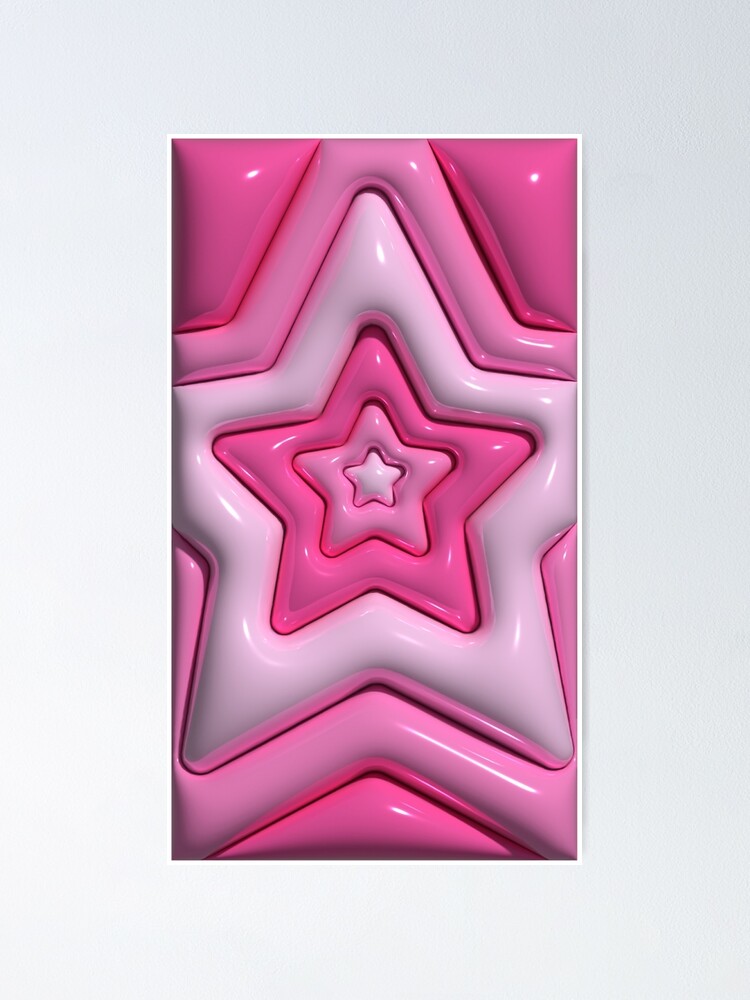 Pink Star 3D Bubble Pattern Y2K Aesthetic  Poster, y2k aesthetic wallpaper  