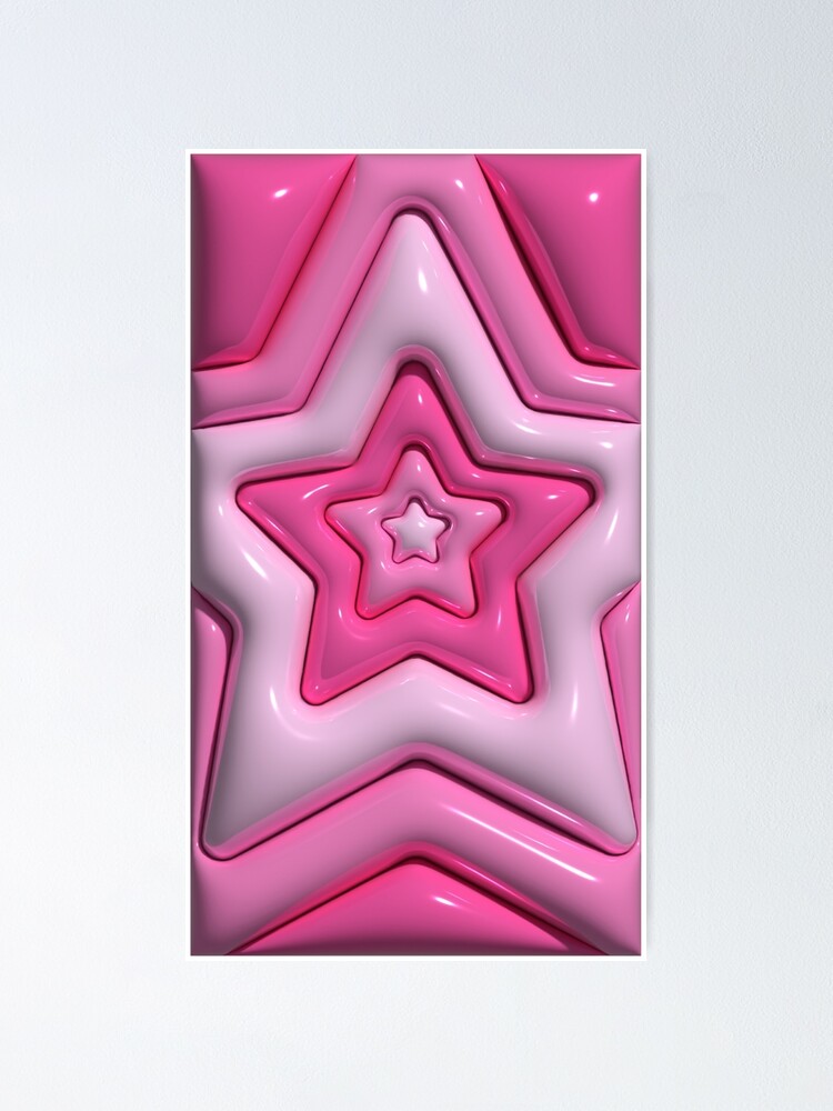 Pink Star 3D Bubble Pattern Y2K Aesthetic | Poster