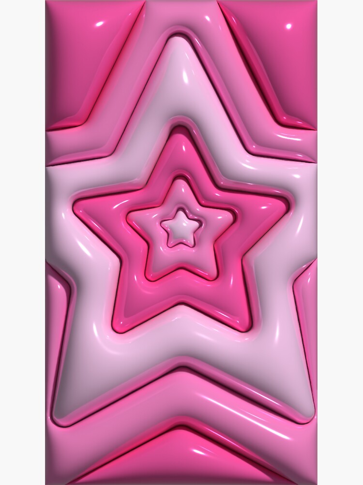Pink Star 3D Bubble Pattern Y2K Aesthetic Sticker for Sale by shoptocka