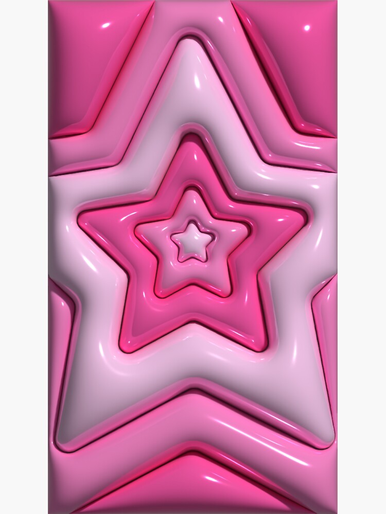 Pink Star 3D Bubble Pattern Y2K Aesthetic | Sticker