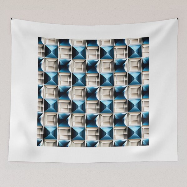 Item preview, Square Seamless Fabric Pattern Blue & Black Squares designed and sold by ptosis.