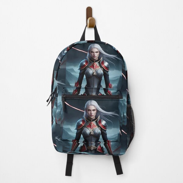 Item preview, Female knight with white hair with sci-fi background 3 designed and sold by dosedai.