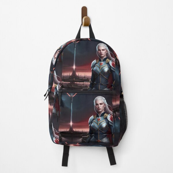 Item preview, Female knight with white hair with sci-fi background 2 designed and sold by dosedai.