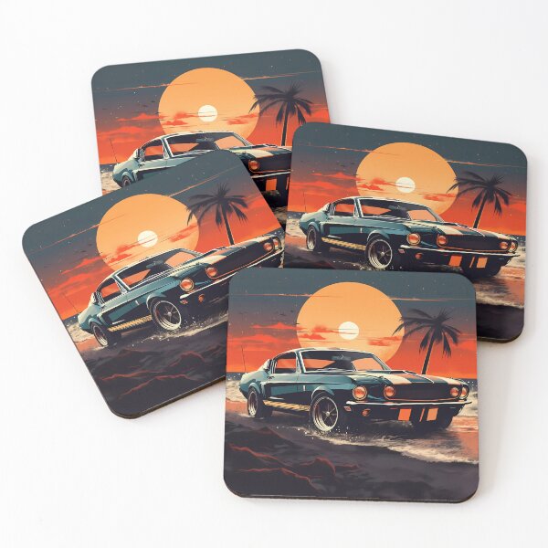 Item preview, Classic Shelby Mustang Muscle car On Retro beach designed and sold by SweetWhiskers.