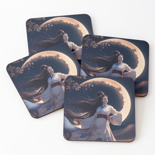 Item preview, Woman in Kimono under Crescent Moon designed and sold by Derek Gillette.