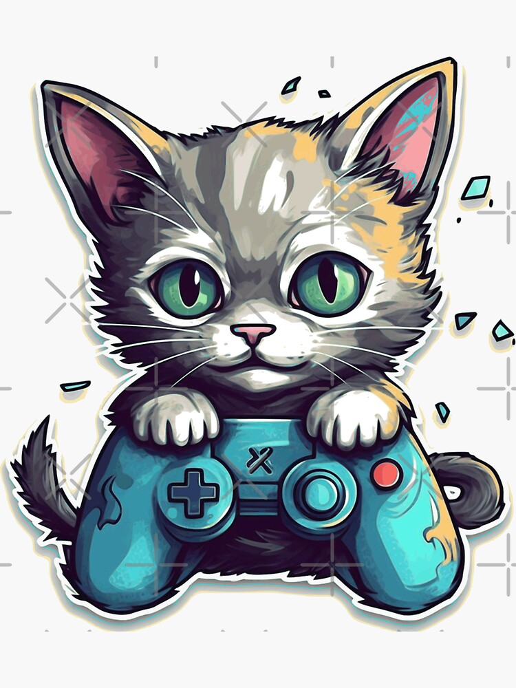 Cute lil kitten playing video Sticker for Sale by