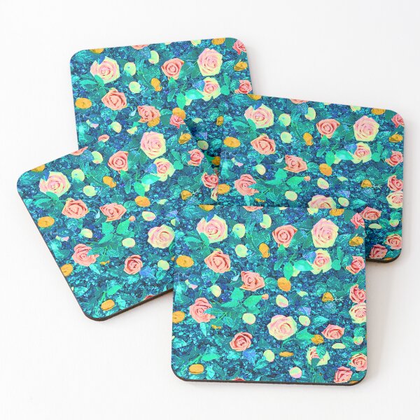 Item preview, Pink Roses on Blue and Green designed and sold by Karen Simon.