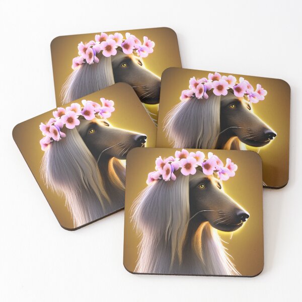 Item preview, Flower Crown Afghan Hound - Elegant Canine Beauty designed and sold by ZenEverAI.