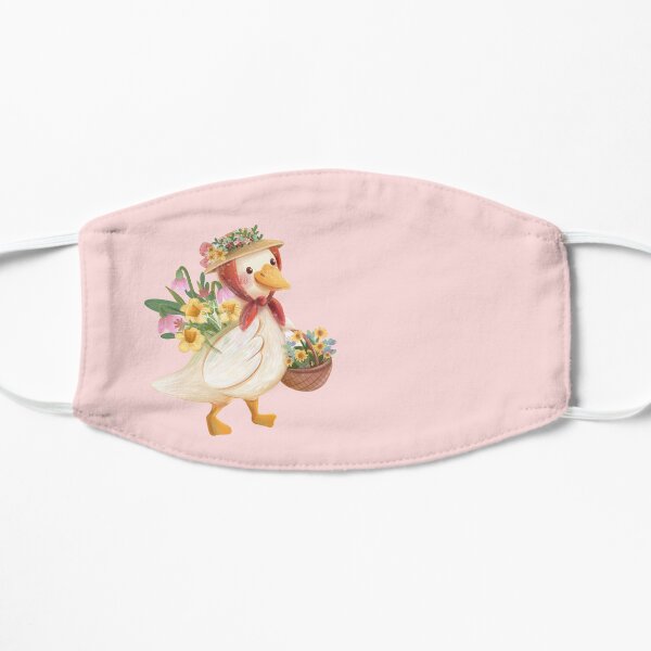 Country Garden Cute Duck and Daffodils Flower Flat Mask