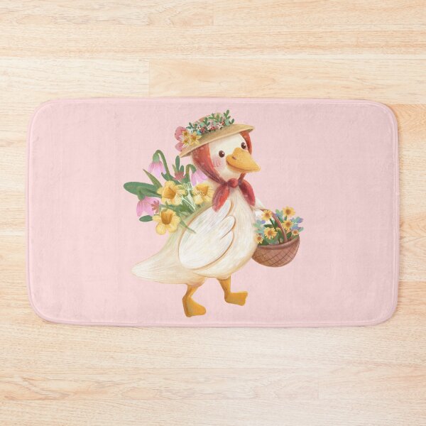 Country Garden Cute Duck and Daffodils Flower Bath Mat