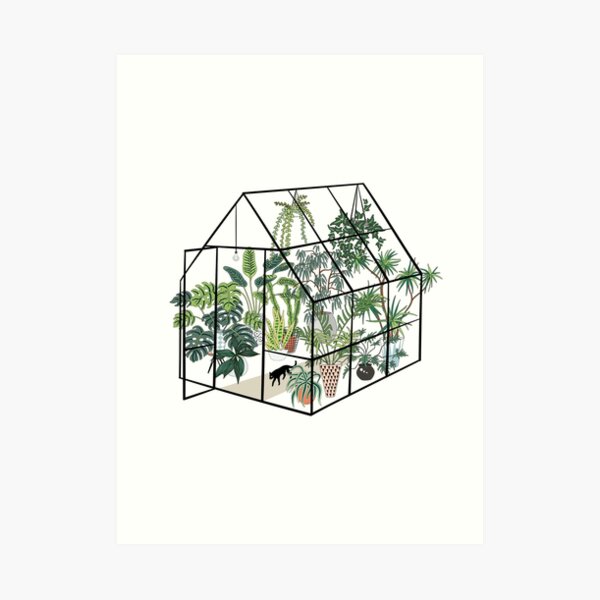 greenhouse with plants Art Print