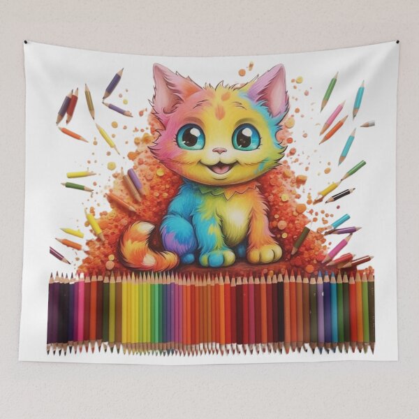 Item preview, colored cat designed and sold by DigitalPixelize.