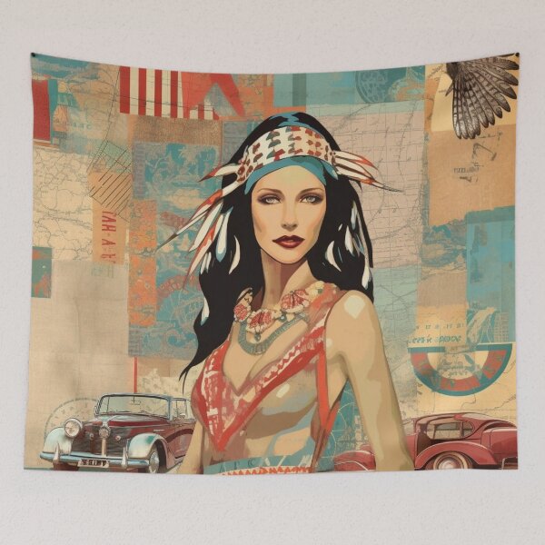 Item preview, America Beauty Retro Vintage Patchwork Collage Pattern of Americana designed and sold by BrandonArtWorld.