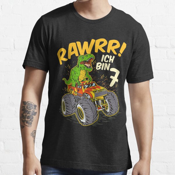 Kids 7 Jahre alt 7. Geburtstag Junge Monster Truck Auto TRex Essential T-Shirt