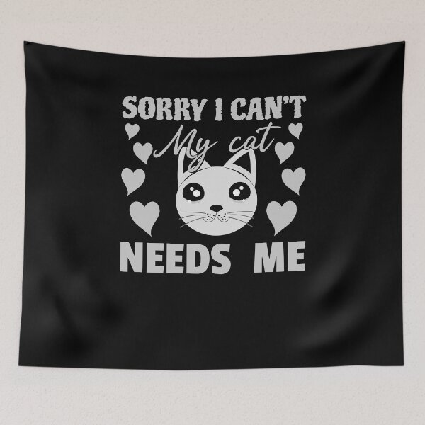 Item preview, Sorry, I Can't My Cat Needs Me - t-shirt design - Sticker Redbubble designed and sold by bluehatgraphics.