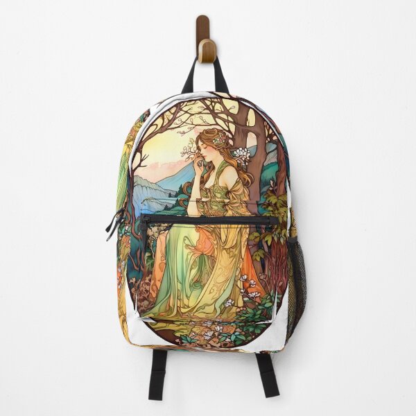 Item preview, Alphonse Mucha Style Art Nouveau Woman In Mountain Forest designed and sold by entwithanaxe.