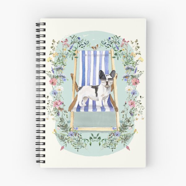 Item preview, French Bulldog with Deckchair and Wildflowers designed and sold by HugsAndPrints.